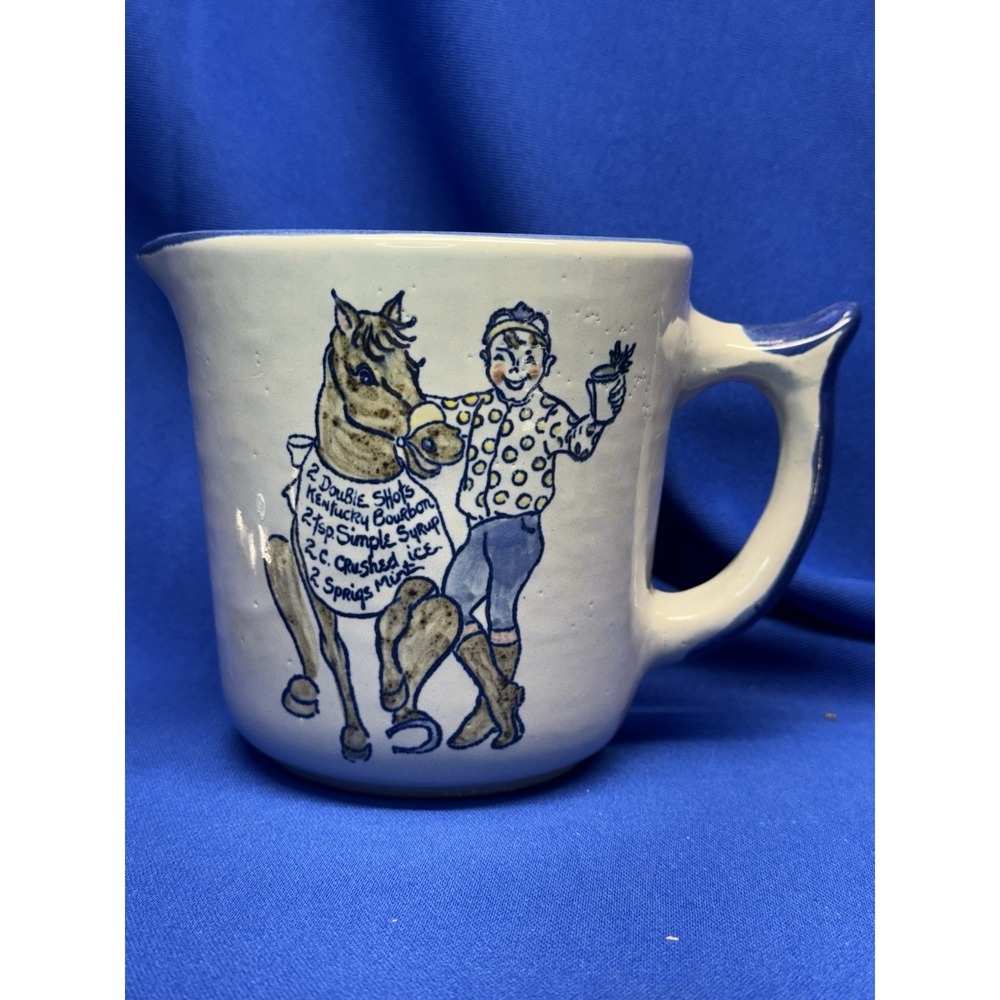 1981 Louisville Stoneware Co. 107th Kentucky Derby Mint Julep Bar Pitcher VTG 5"